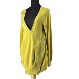 Anthropologie Moth yellow Green Asymmetrical Wrap Cardigan Size sm